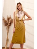 Subtle dress with a belt, olive PR91581 - Online store - Boutique